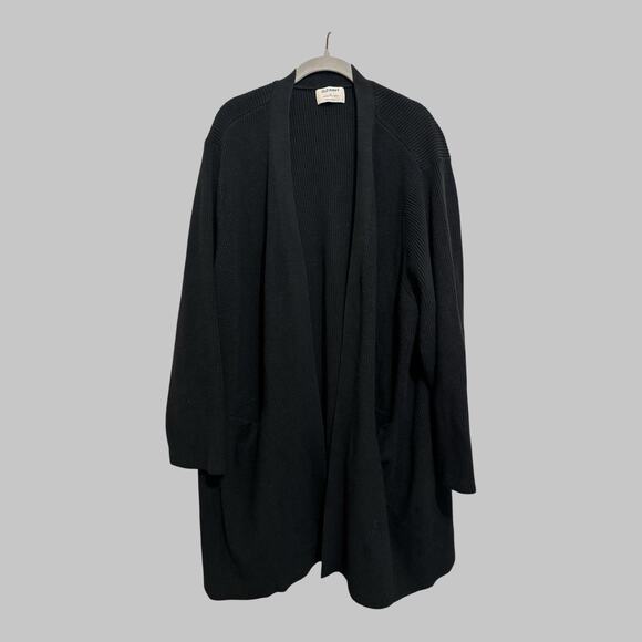 Old Navy Longline Cardigan Black Open Chunky Knit Cozy Soft Teacher Size 4X - Picture 1 of 7